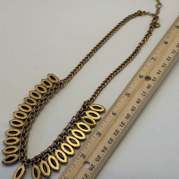 J CREW Black Teardrop Rhinestone Necklace Clear Crystal Rhinestone Border - Picture 5 of 6